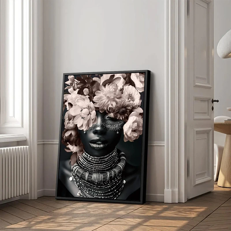 Плакат &quotАфриканская женщина цветок&quot на холсте
