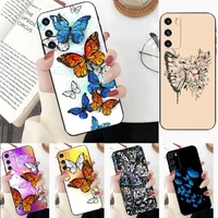 butterfly fashion phone case for samsung a53 a13 a12 a52 a51 a73 a32 a50 a20 a21 a22 a31 a40 a70 s silicone black coque