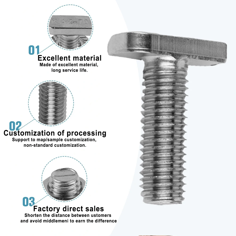 T Type Screw 304 Stainless Steel Hammer Head Flange Nuts M8x20 M8*25 DIN 6923 European Standard Photovoltaic Accessories