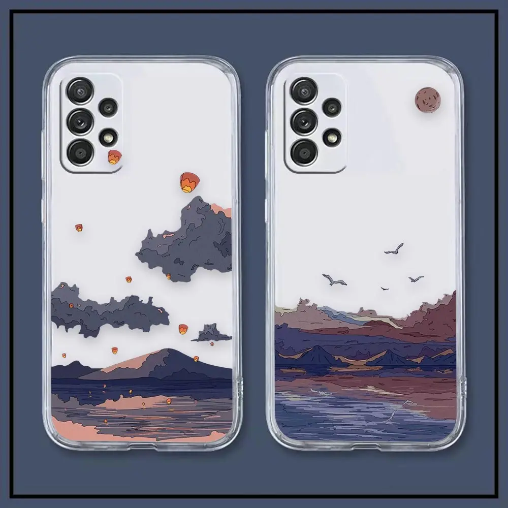 

Japan Anime Hand Painted House Scenery Clear Case For Samsung A81 A73 A72 A71 A53 A52 A51 A50 A50S A42 A33 A32 A21 A30 A30S A23