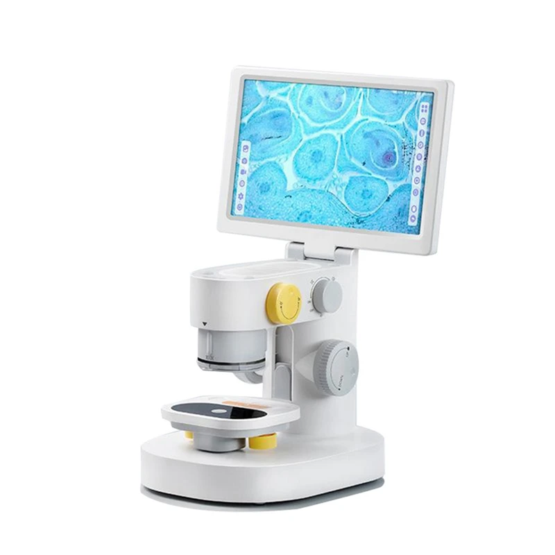 

Биологический микроскоп для детей 1600X с 9-дюймовым сенсорным IPS экраном, измерение и редактирование, тройная камера 1080P, набор слайдов