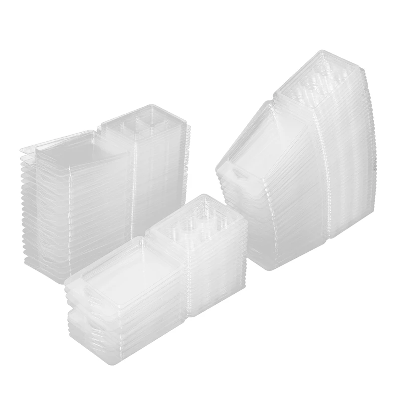 

BMDT-Wax Melt Molds- 100 Packs Wax Melt Clamshells Molds Square, 6 Cavity Clear Plastic Square Tray For Candle-Making & Soap