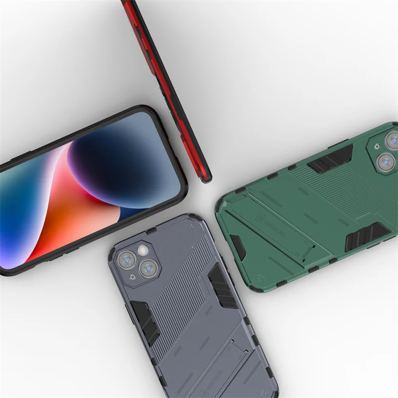 For iphone 14 Plus Case For iphone 14 Plus Cover Funda Capa Coque Armor Shockproof Holder Stand PC Back Bumper For iphone14 Plus