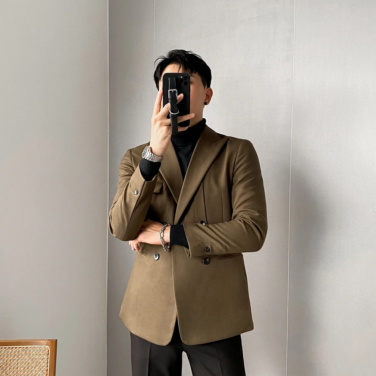 CY147 винтажный коричневый костюм для пожилых людей мужской тонкий двубортный