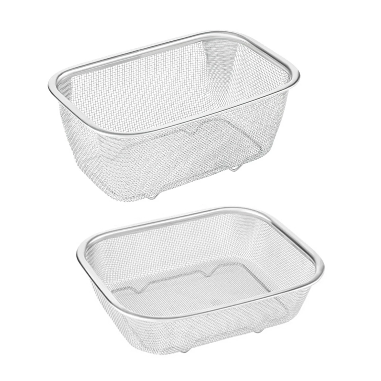 

Fine Mesh Oil Strainer Stainless Steel Mesh Strainer Basket Rectangle French Fries Holder Fried Food Table Serving Potato