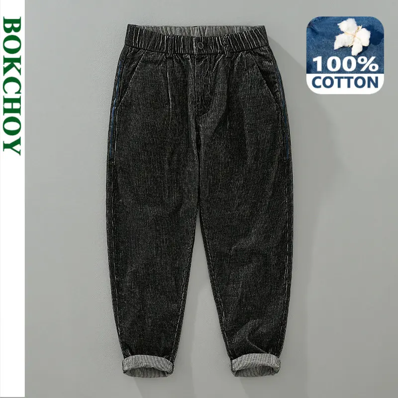 

2022 Autumn Winter New Heavy Weight Thickened Corduroy Trousers Straight Tube Loose Embroidery Cargo Casual Trousers H1312