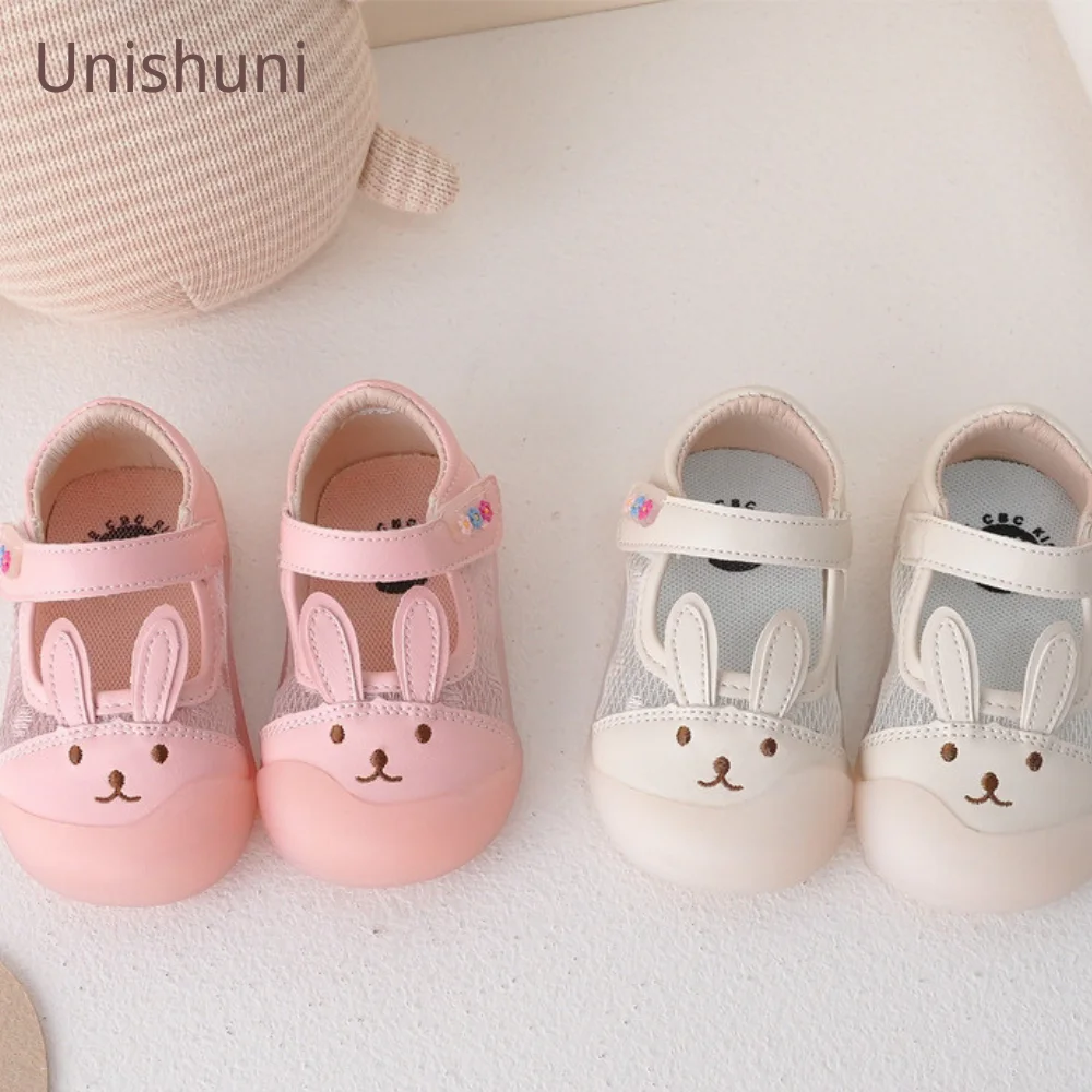 

Unishuni Toddler Girls Casual Shoes Kids Anti-Collision Sandals for Princess Girls Breathable Cute Rabbit Shoes with Jelly Sole