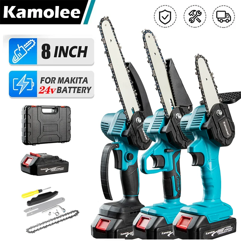 

Kamolee 4/6/8 Inch Cordless Chainsaw 1200w Pruning Lithium Battery Woodworking Tool