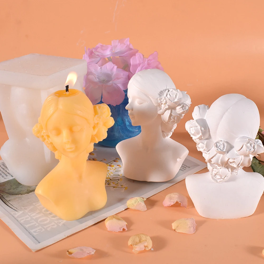 

3D восковая статуя, красивый портрет, форма для свечи, силиконовая искусственная свеча, мыло ручной работы, форма для дома, свадебные украшен...
