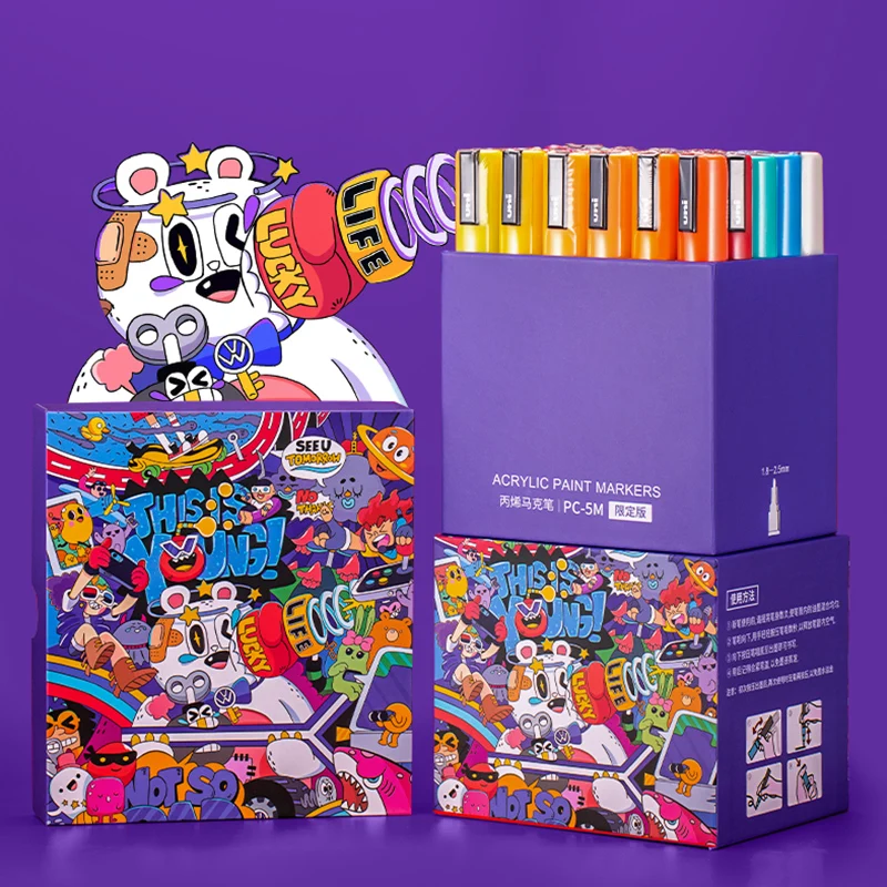 Набір фломастерів Uni Posca Paint Marker Pen Graffiti Limited Edition PC-1M/3M/5M Водонепроникний пігмент