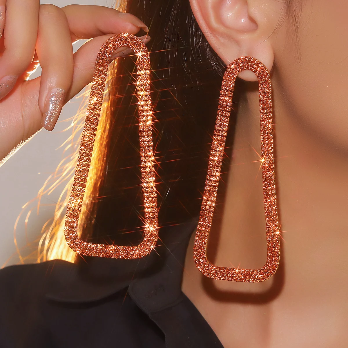 51JEWELRY Большая цепочка прямоугольные массивные серьги с кисточками свадебные