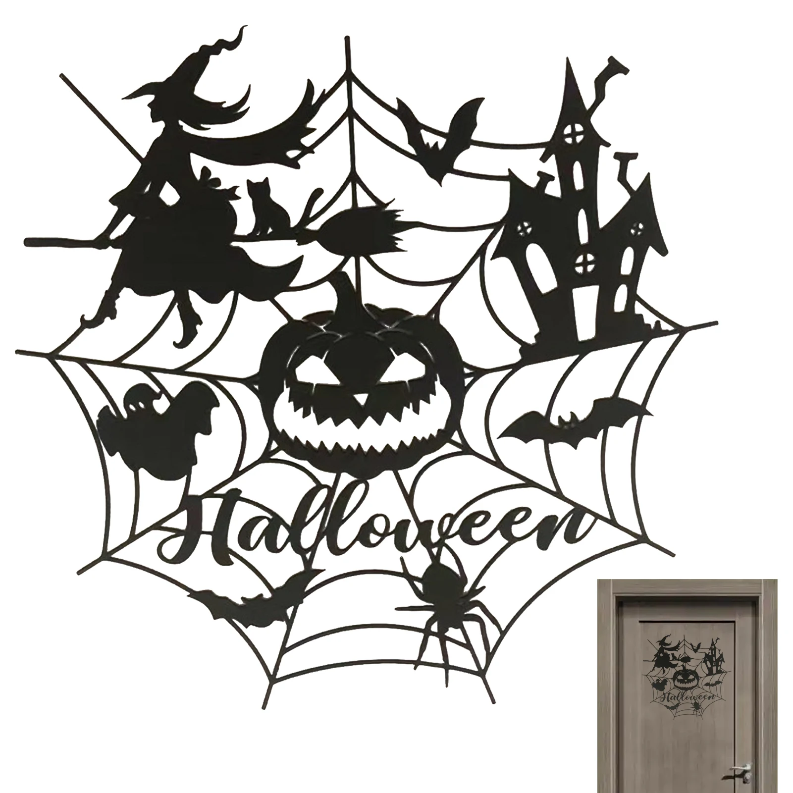 

Подвесные силуэты на Хэллоуин, скелет ведьмы, трюки или подарки на Хэллоуин, подвесные украшения, декор для вечеринки, настенное искусство, ...