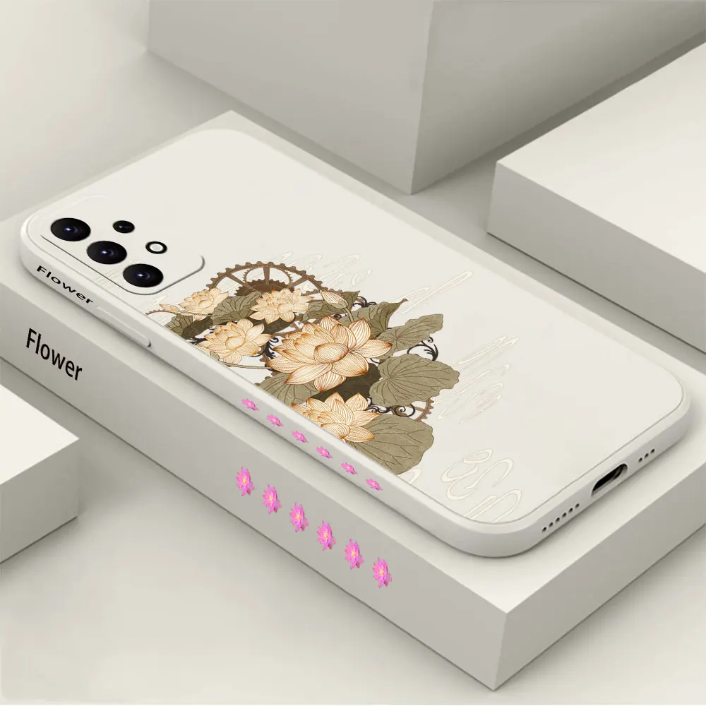 

Retro Lotus Flower Phone Case For Samsung A91 A73 A72 A71 A53 A52 A51 A42 A33 A32 A31 A23 A22 A21S A13 A12 A03S A02S 4G 5G Cover