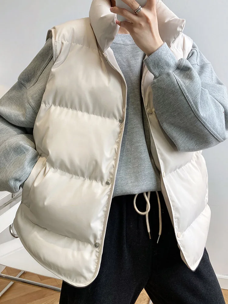 Женский жилет 2022 пальто с воротником-стойкой зимнее женское теплое топы бежевая