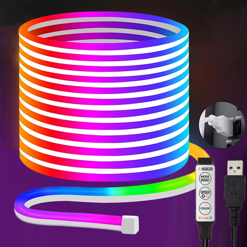 Неоновая USB-лента для украшения дома 72 светодиода/м 1 м 2 3 4 5