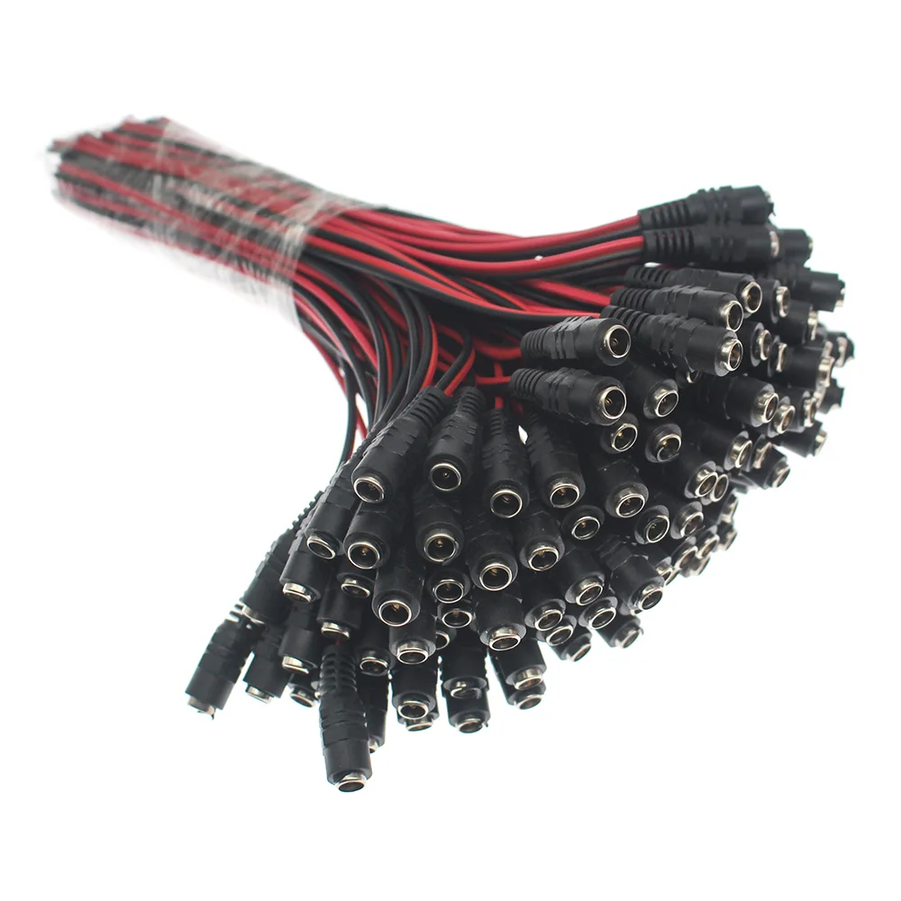 100 шт., 5,5x2,1 мм кабель питания постоянного тока, 12 В, штекер адаптера, Кабельный штекер, разъем для камеры видеонаблюдения 5,5*2,1