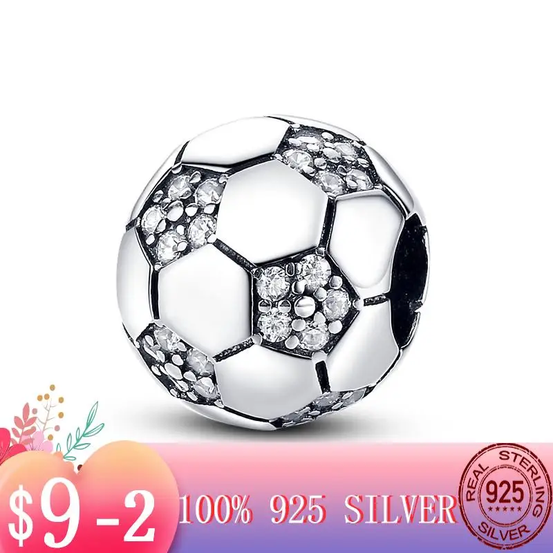 

Лидер продаж 2022, сверкающие шармы-бусины из серебра 925 пробы для футбола, подходят для оригинального браслета емкостью из серебра 925 пробы, ювелирные изделия в подарок