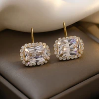 european and american exaggerated geometry square crystal earrings 2022 korean fashion jewelry girl accessories for woman