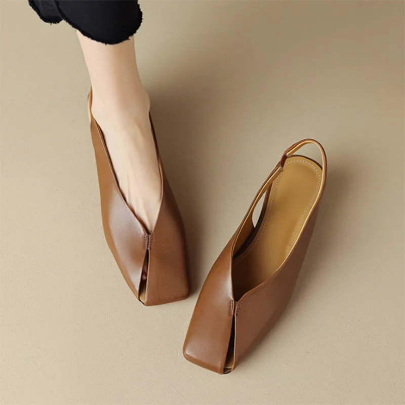 

New Designer Shoes For Women Sandals Square Toe Slip on Buckle Strap Shoes Hollow Outs Sandalias Mujer Thick With Mid Heel