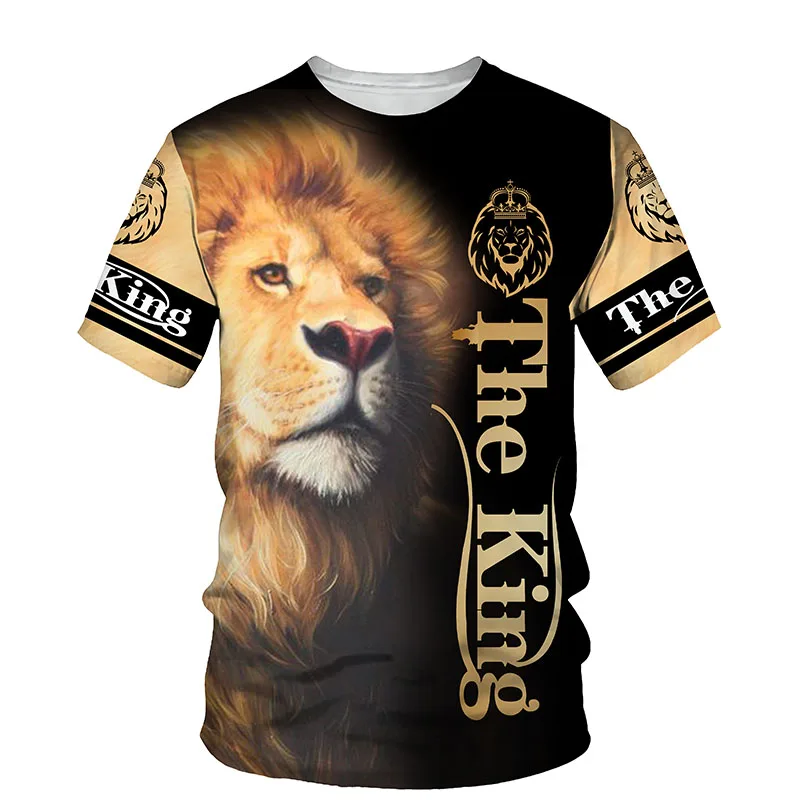 

O rei leão impressão 3d camiseta masculina 2022 verão novo o pescoço manga curta camisetas topos estilo 3d roupas masculinas mod