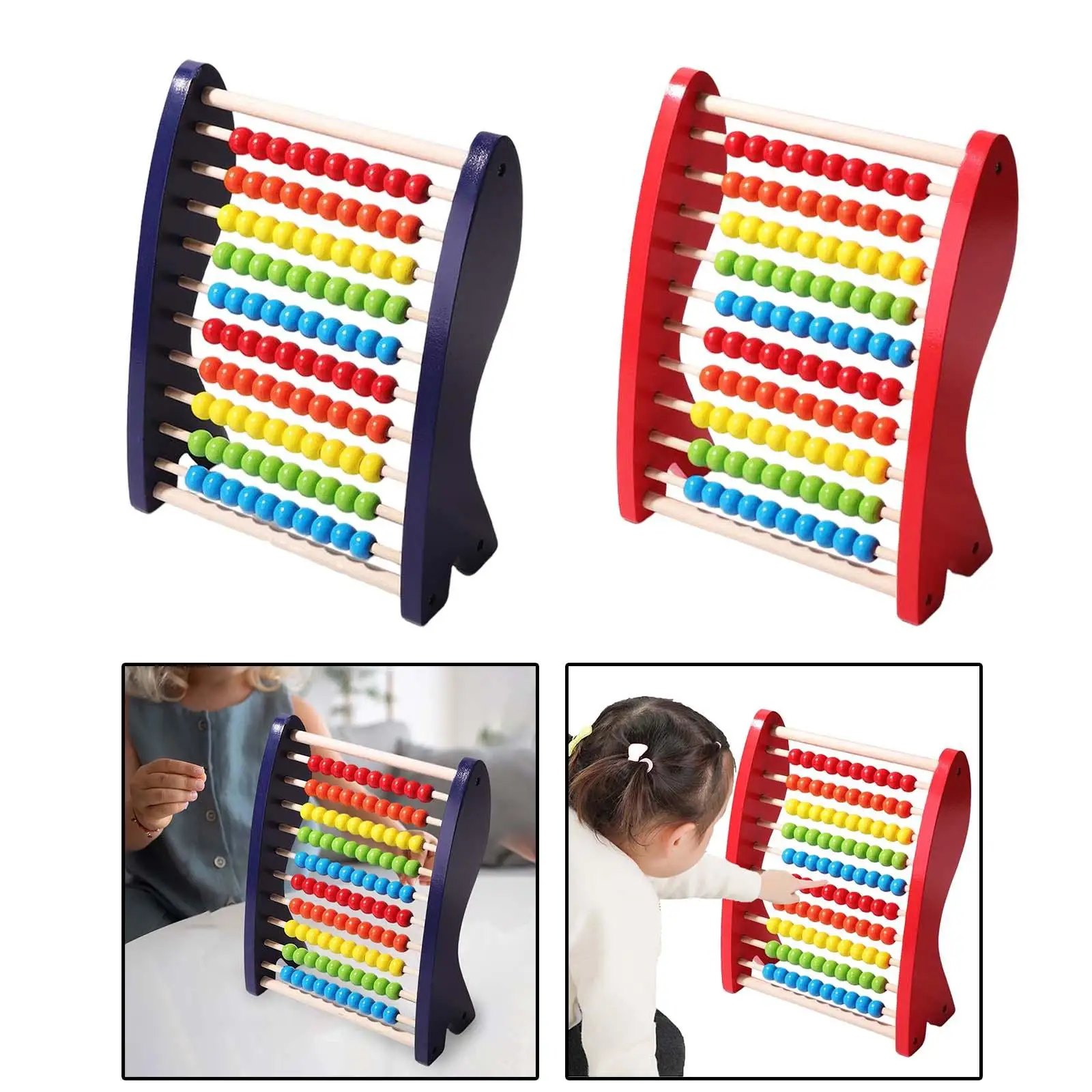 

Colorful Wooden Abacus Ten Frame Set Educational Counting Toy Montessori for Kindergarten Children Preschool Elementary Gifts