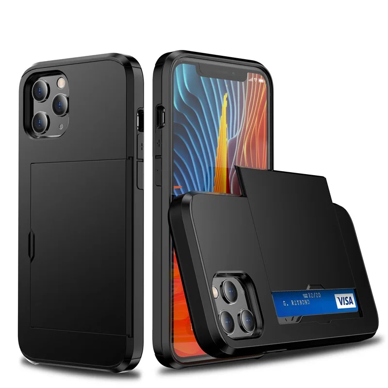 Card Slot Cell Phone Case for Iphone 11 12 13 Pro Max Smartphone Accessories Smart Phone Back Cover Shockproof Card Bag Cases