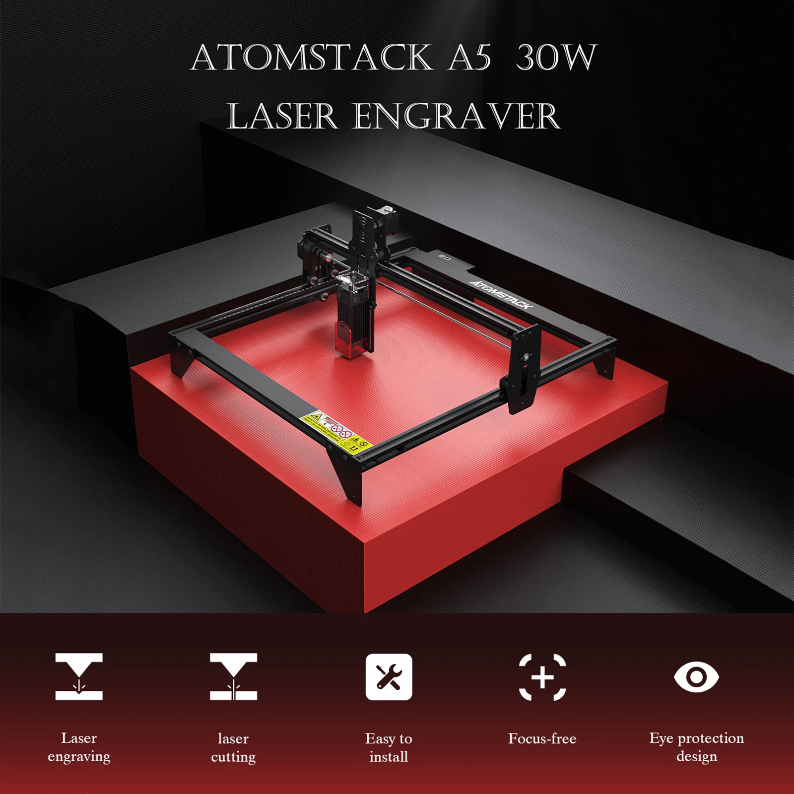 

ATOMSTACK A5 30W Laser Engraver DIY Laser Engraving Cuting Machine CNC Quick Assembly Full-metal Laser 410*400mm Engraving Area