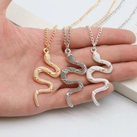 vintage silver color coil snake pendant necklace for men women animal chain neck long chain rock and hip hop jewelry accessories
