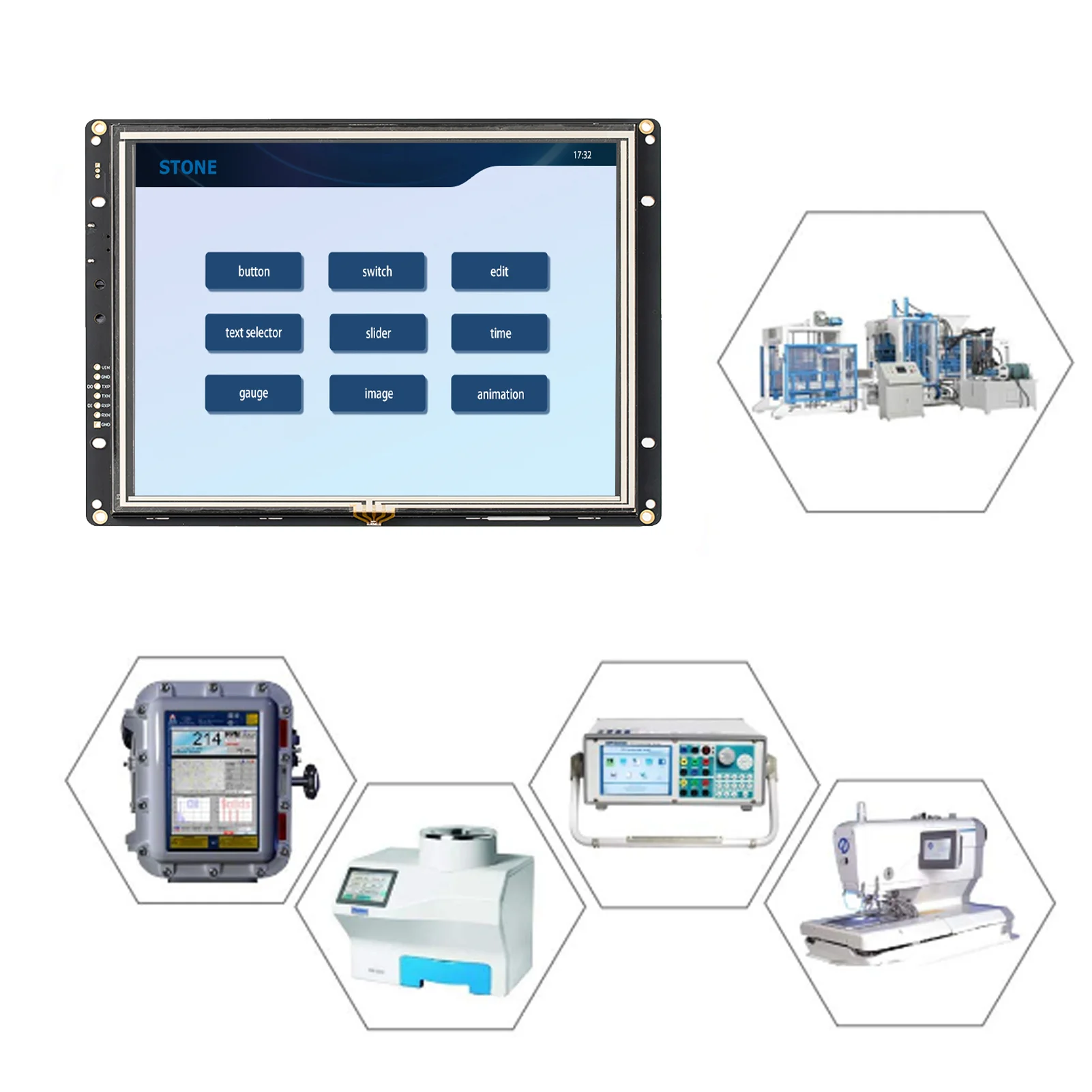 8 inch colorful touchscreen Tft Lcd display with RS232/485/TTL interface