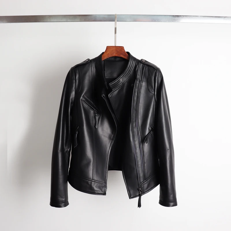 2023 Весенняя Новая модная куртка из натуральной кожи женская одежда короткое