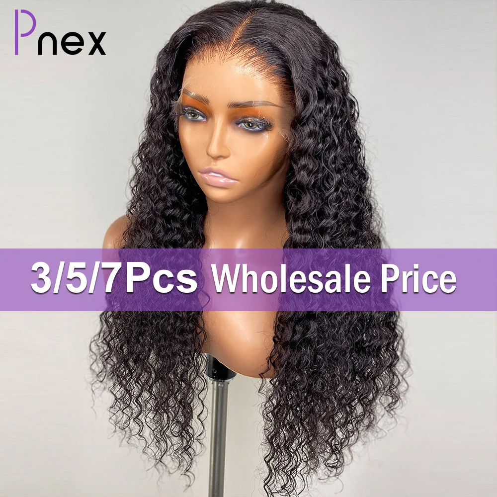 Wholesale Curly Wave Transparent 13x4 Lace Frontal Human Hair Wigs Brazilian Remy 13x4 Water Curly Front Wig For Women in Bulk