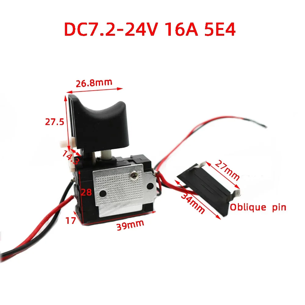 

1pcs Convenient Electric Drill Dustproof Speed Control Push Button Trigger Switch DC 7.2-24V Cordless Drill Switch Replacement