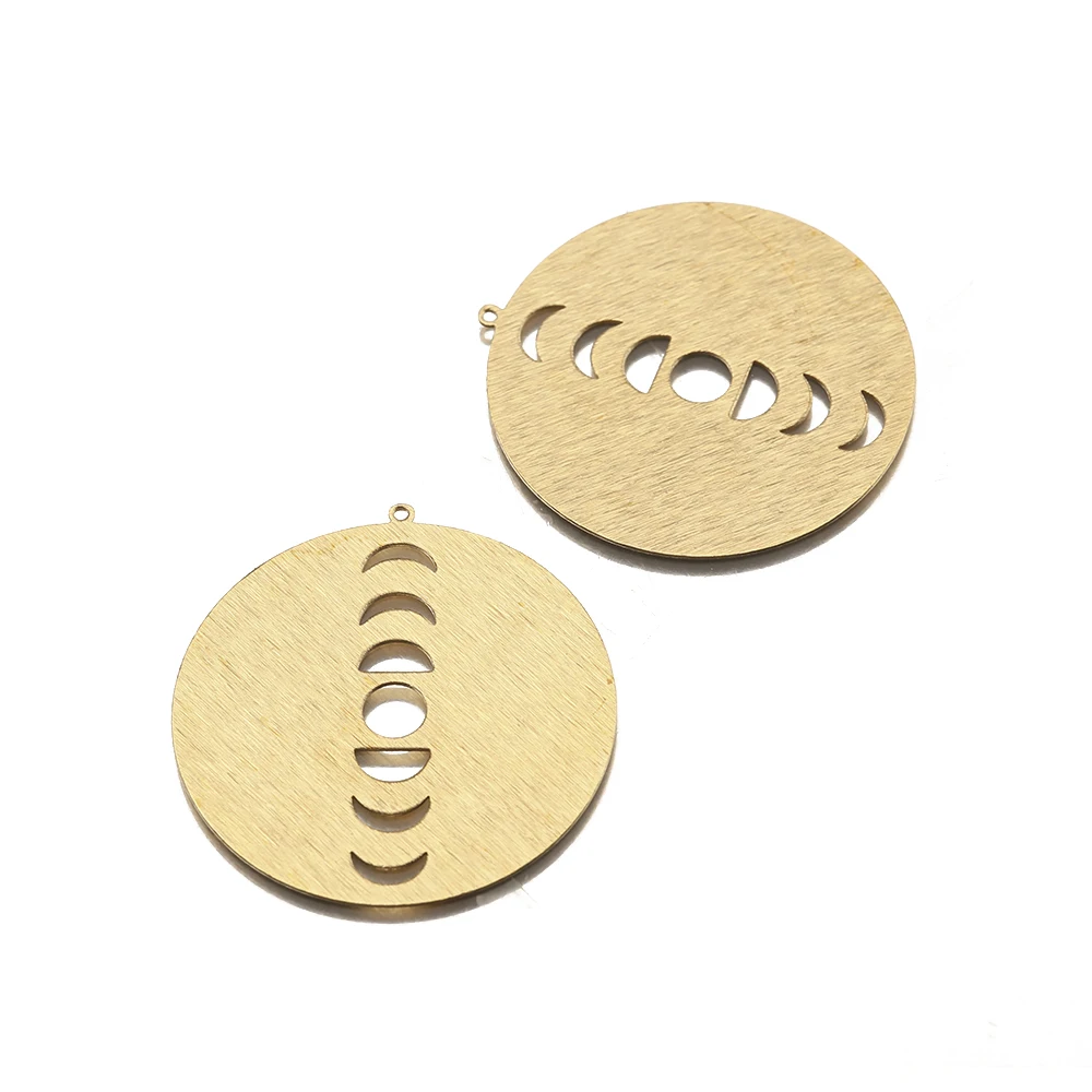 

6Pcs Raw Brass Textured Celestial Moon Phases Pendant Witchy Mystical Lunar Phase Charms For Diy Boho Earrings Jewelry Making