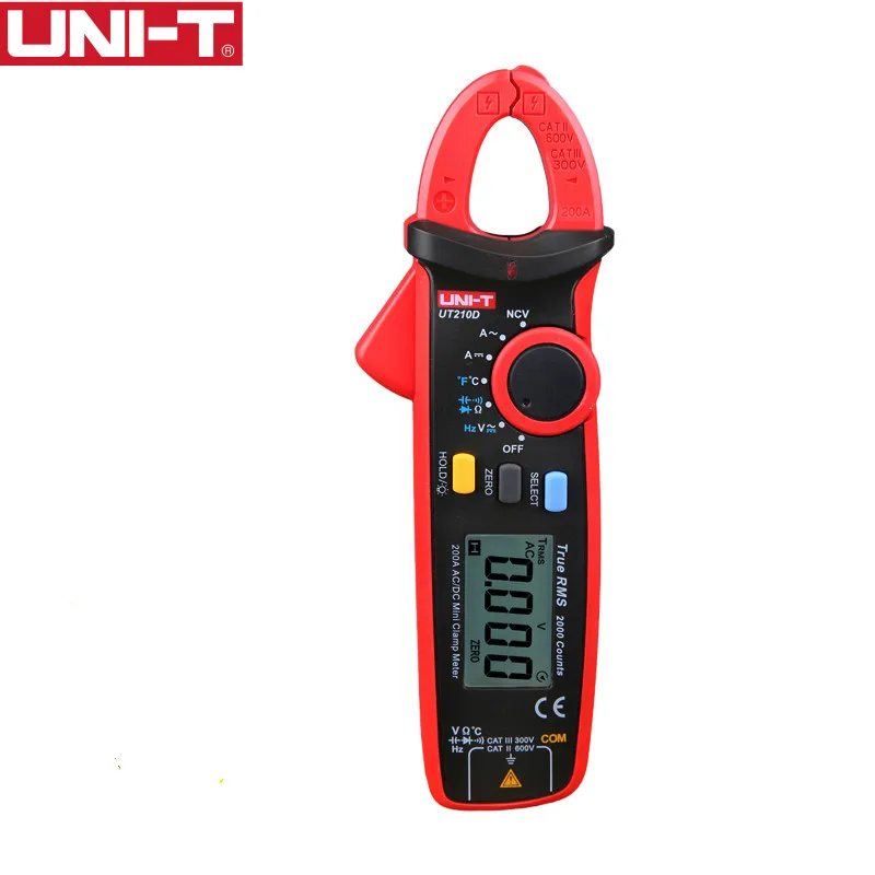 

UNI-T UT210D Digital Clamp Meter True RMS Voltage Resistance Capacitance Multimeter Temperature Measure Auto Range Electrical