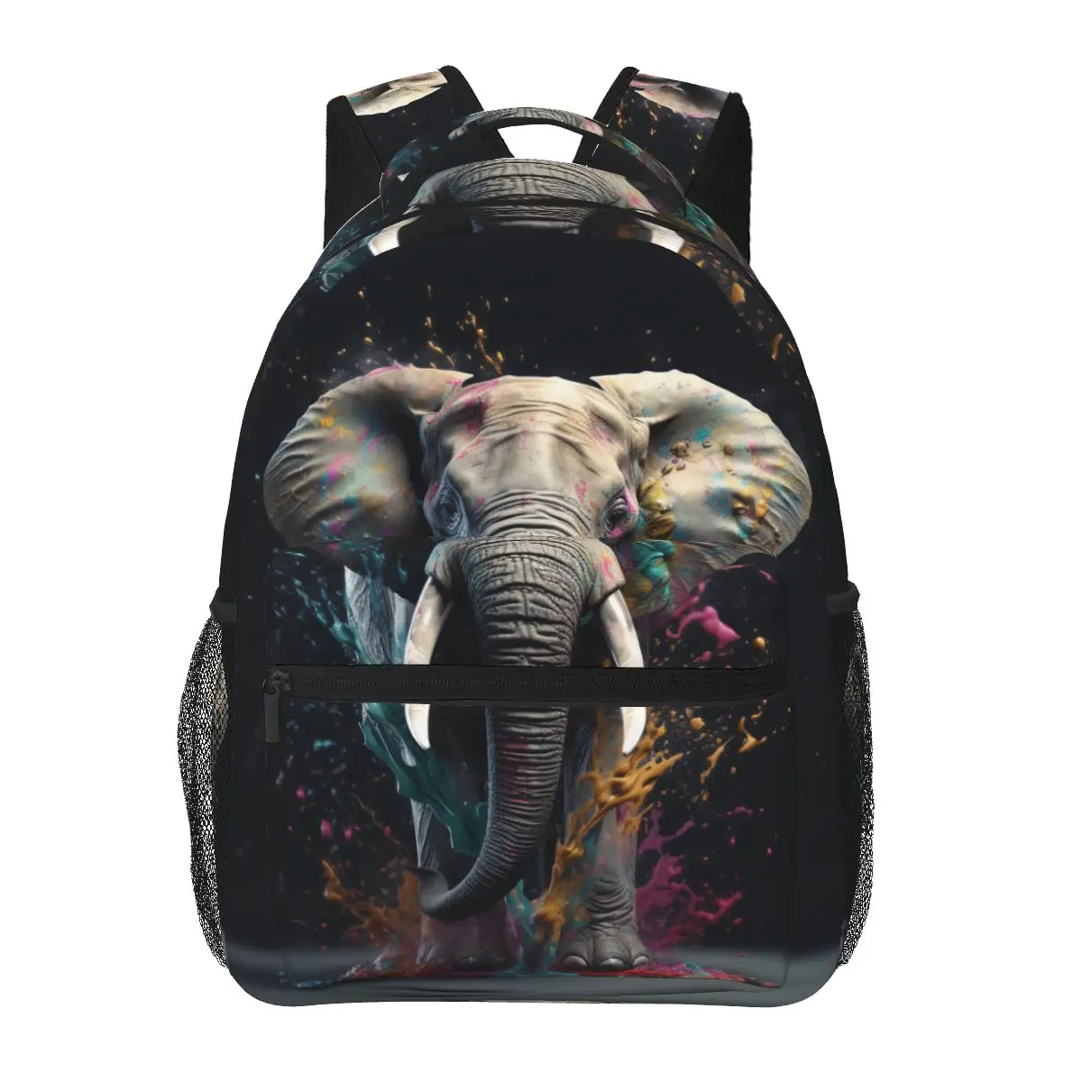 

Elephant Backpack Women Men Explosion Liquid Splash Soft Backpacks Polyester Casual High School Bags Sport Designer Rucksack