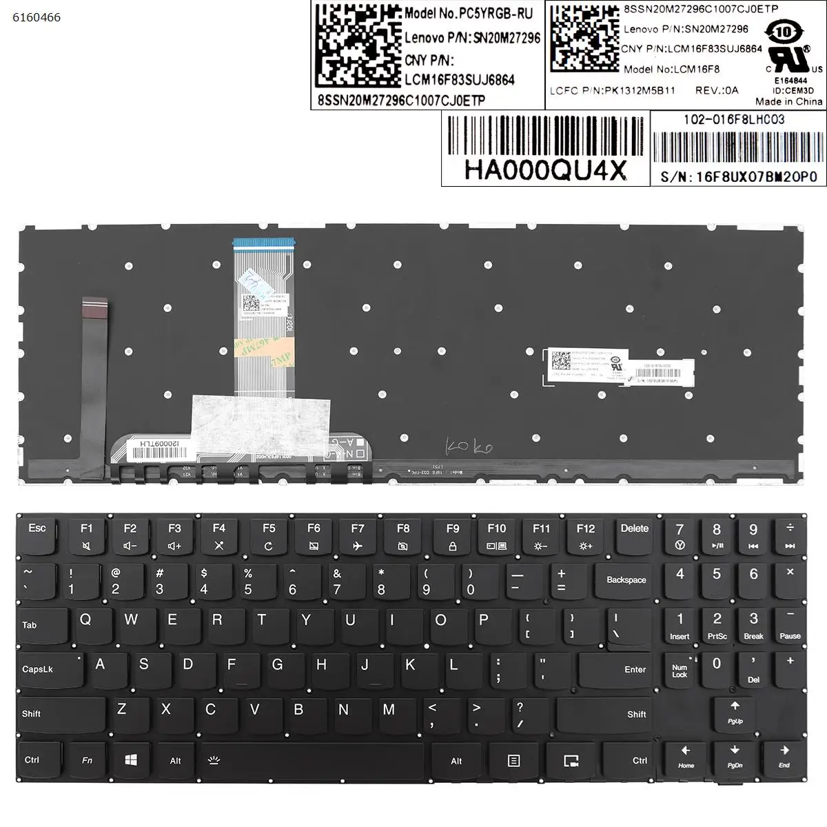 

Клавиатура для ноутбука lenovo legion y530, черная, без рамки, с Цветной подсветкой