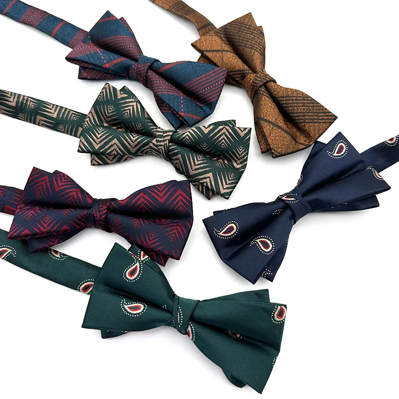 MGIVALA 12cm*6cm Bow Tie Men Striped Paisley Green Navy Blue Red Bowtie for Women Party Wedding Festival