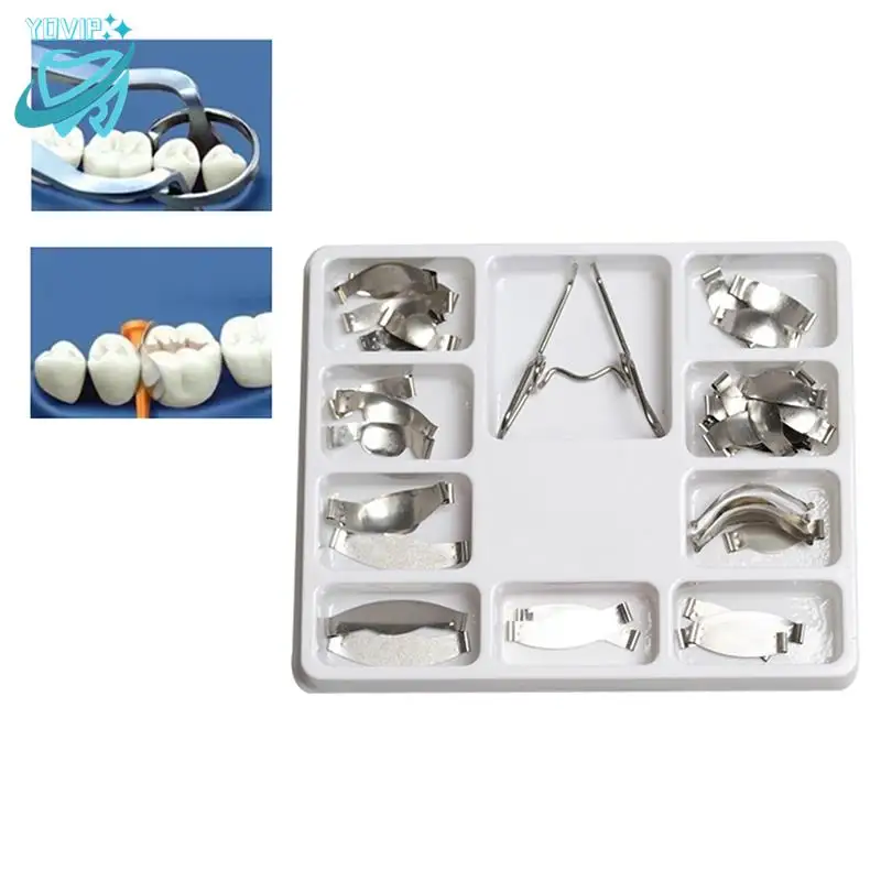 

36pcs/Pack Dental Saddle Contoured Metal Matrices Matrix Universal Kit with Spring Clipse