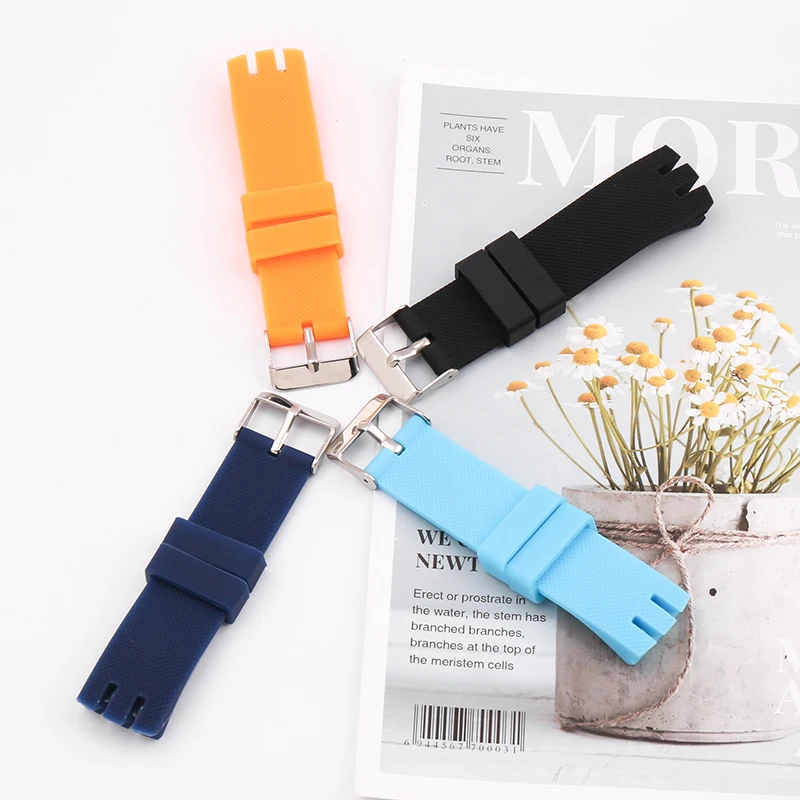 20mm Men's silicone strap for Swatch YTS401 402 409 713 YTB400 Watch Accessories Sports rubber watch band buckle