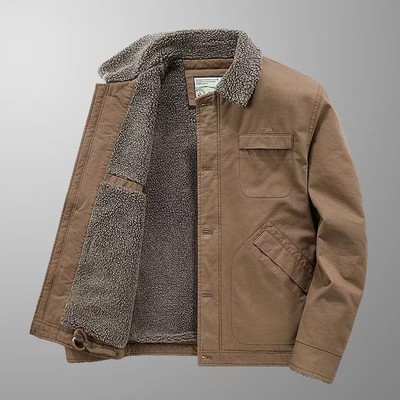 Men's Jacket Male Tooling Cotton-padded Jacketswinter Thickened Large Size Casual Warm Cotton Coat Jacket Lapel Men's Clothing