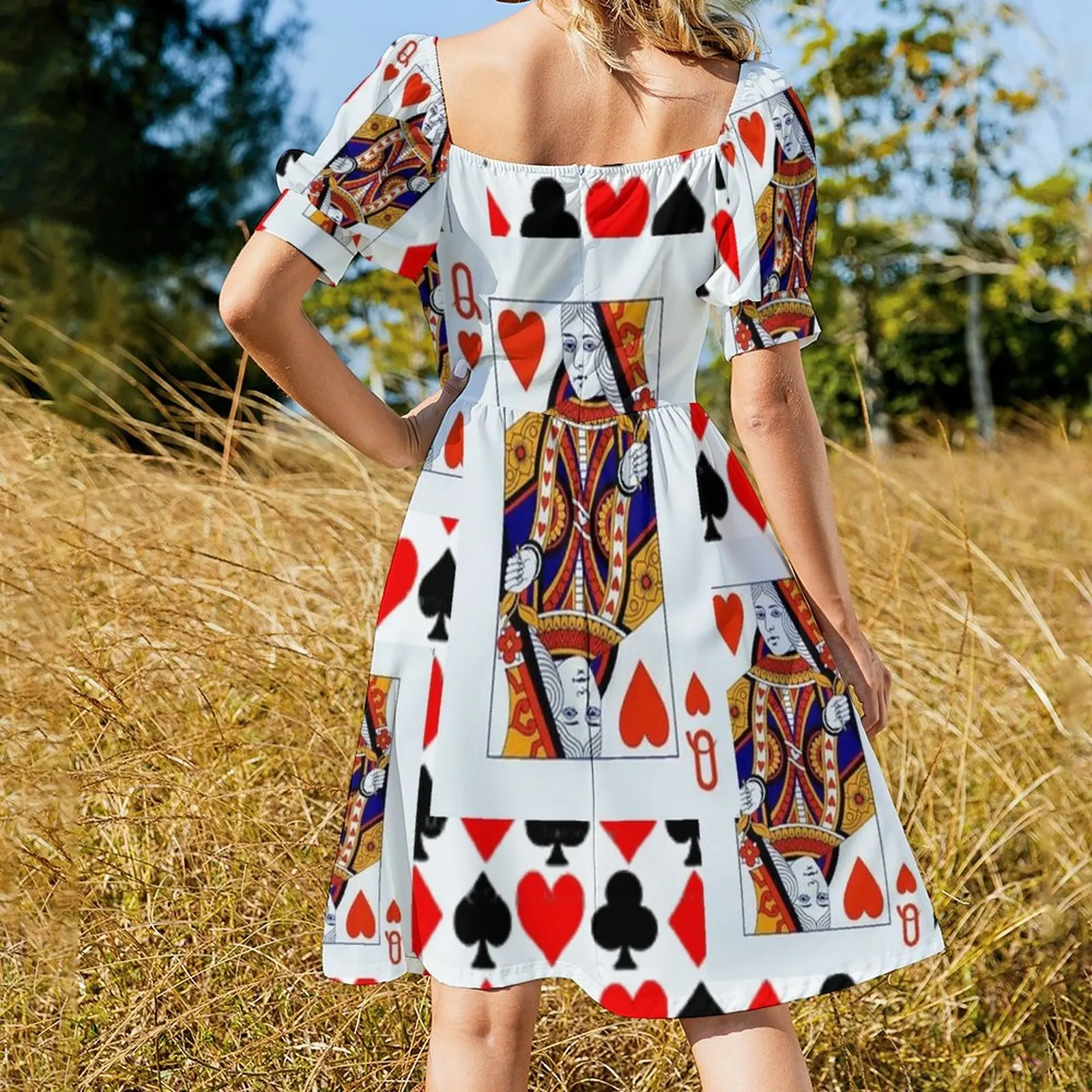 RED QUEENS OF HEARTS PATTERNS Платье с короткими рукавами Танцевальные платья для женщин