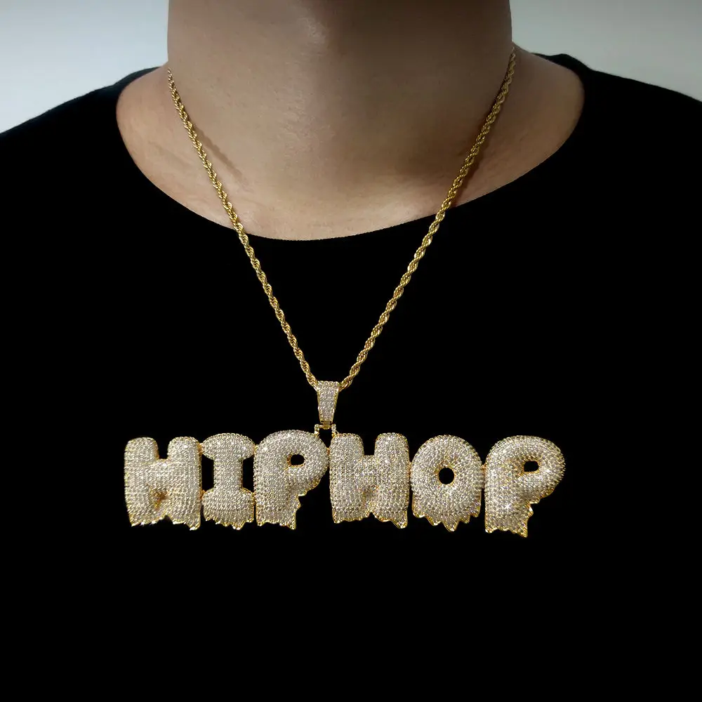 2022 Hip Hop Rapper Rock Fashion Jewelry Diamond Iced Out Custom Name Letter Pendant Necklace For Women