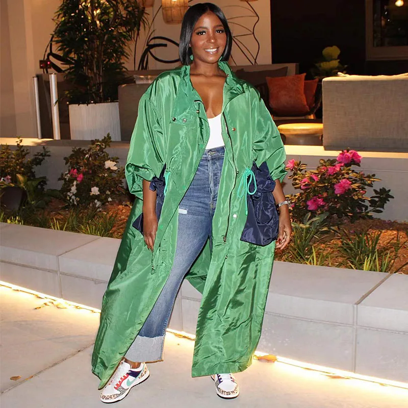 

Новинка осенней одежды Zoctuo, зеленая Свободная верхняя одежда на молнии с воротником-стойкой и длинным рукавом, шикарная уличная одежда