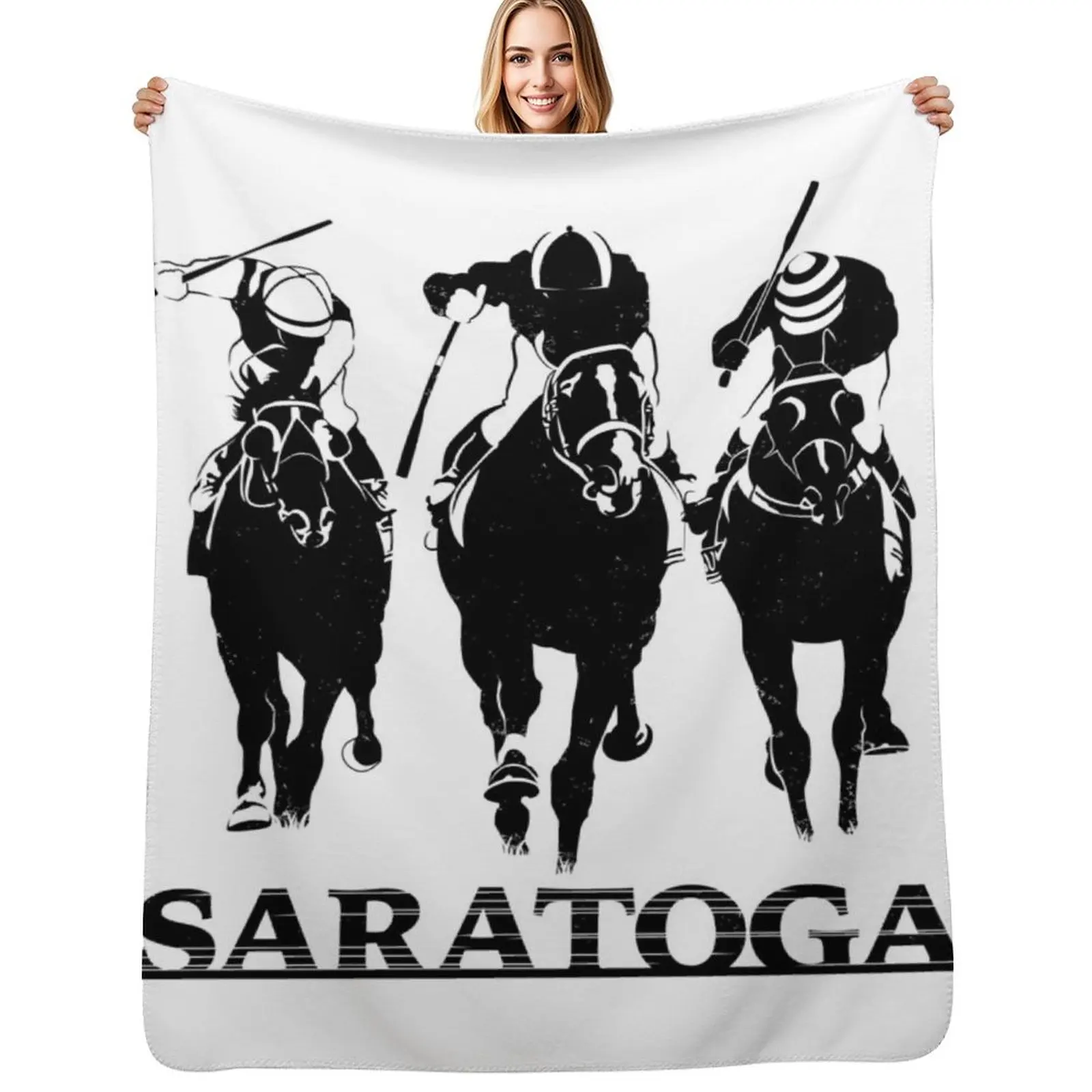 Фото Мужской мягкий теплый плед Saratoga Horses для дивана №1