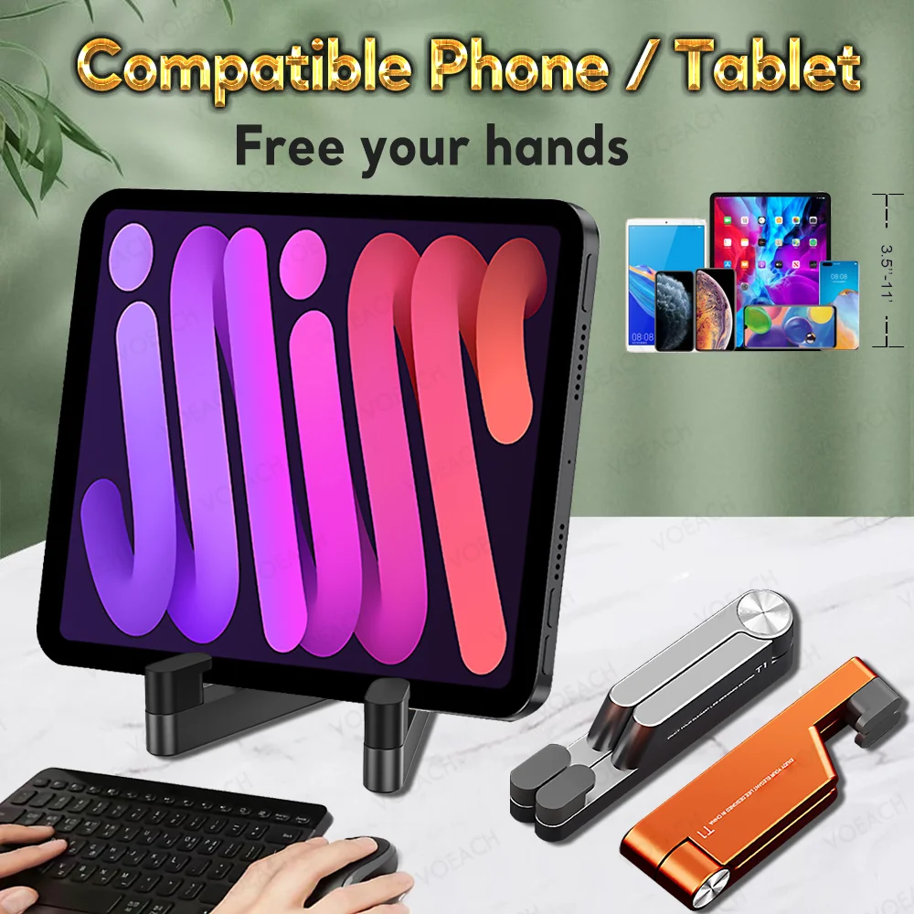 

T1 Universal Mini Size Aluminum Portable Folding Desk Mount Holder Bracket Mobile Phone Cradle Foldable Stand for Cellphone iPad