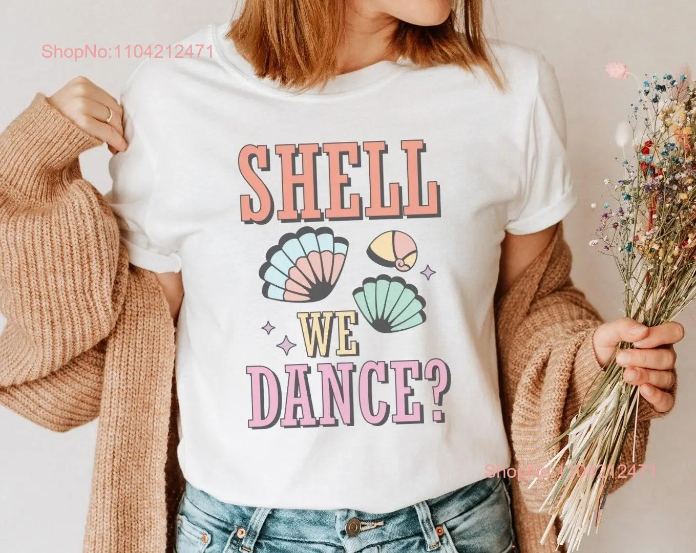 Летняя футболка Shells Mussels Sea Creatures Cottagecore с длинными или короткими рукавами