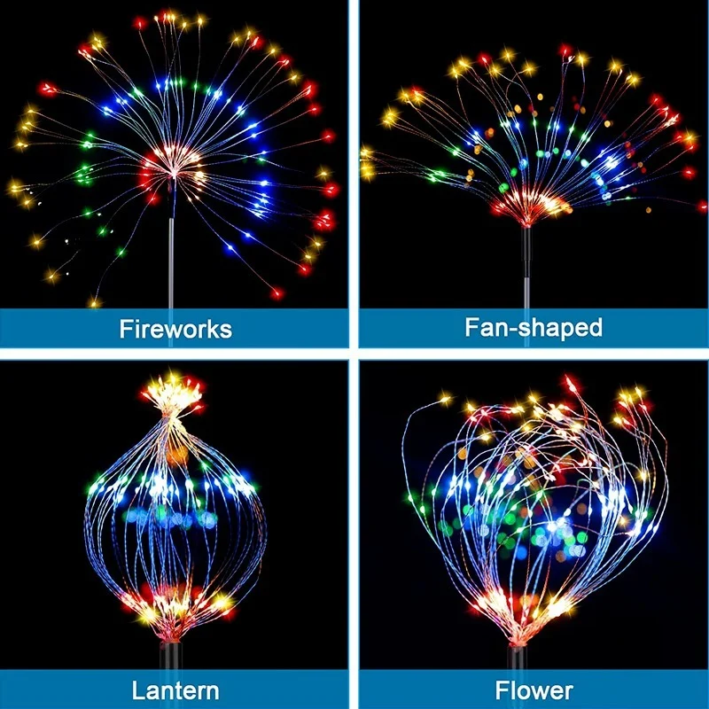 Solar Light Firework String Light Globe Dandelion Lamp For Garden Lawn Landscape Lamp Holiday Light Outdoor Patio Pathway Decor
