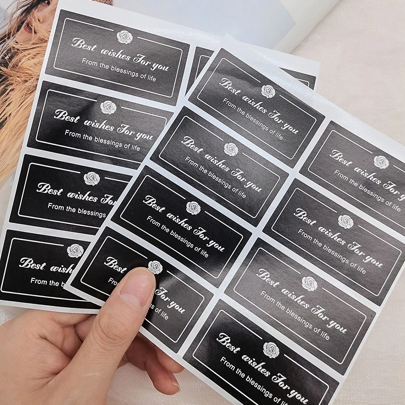 

40-120pcs/pack Black White Thank You Stickers 3.5x6CM Best Wishes for You Sticker Labels for Small Business Decor Sealing Label