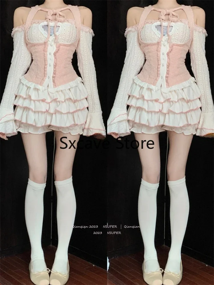 Одежда в японском стиле Kawaii комплект из 3 юбок женская облегающая одежда для