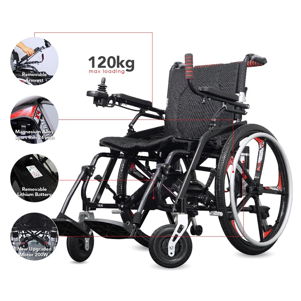 

16.5kg Magnesium 24 "manual electric two-in-one portable folding electric wheelchair MW241